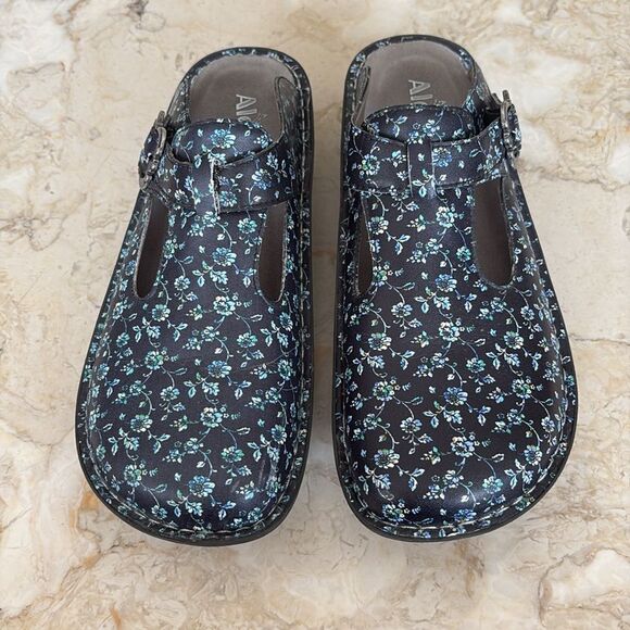 Alegria Classic Work Floral Print Leather Clogs - Picture 4 of 13